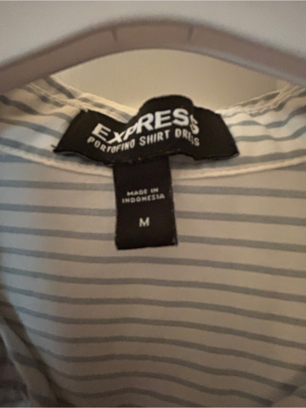 Express Striped Portofino Shirt Dress - Light Blue & White